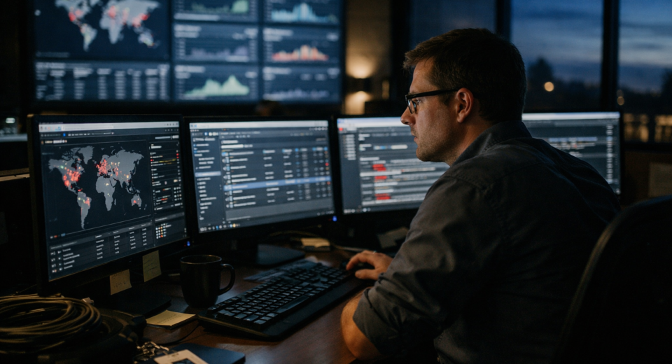 Managed SOC cybersecurity monitoring service detecting and responding to cyber threats 24/7.